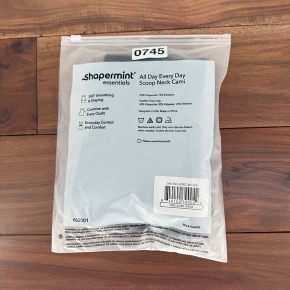 Shapermint Essentials All Day Every Day Scoop Neck Cami XXL Black Smoothing‎ - Picture 3 of 5